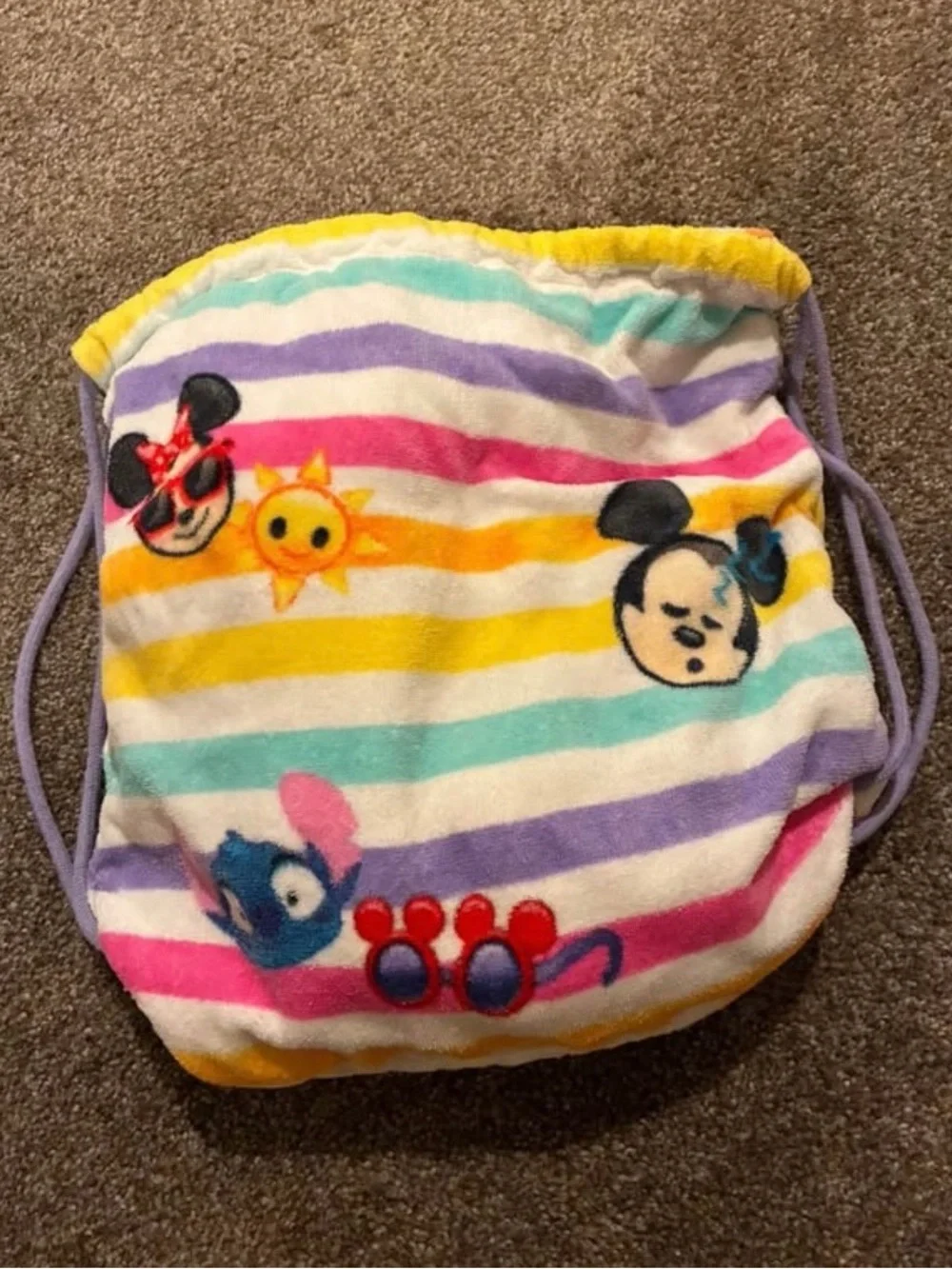 Disney Multicolor Stripe Beach Towel with Playful Accents
